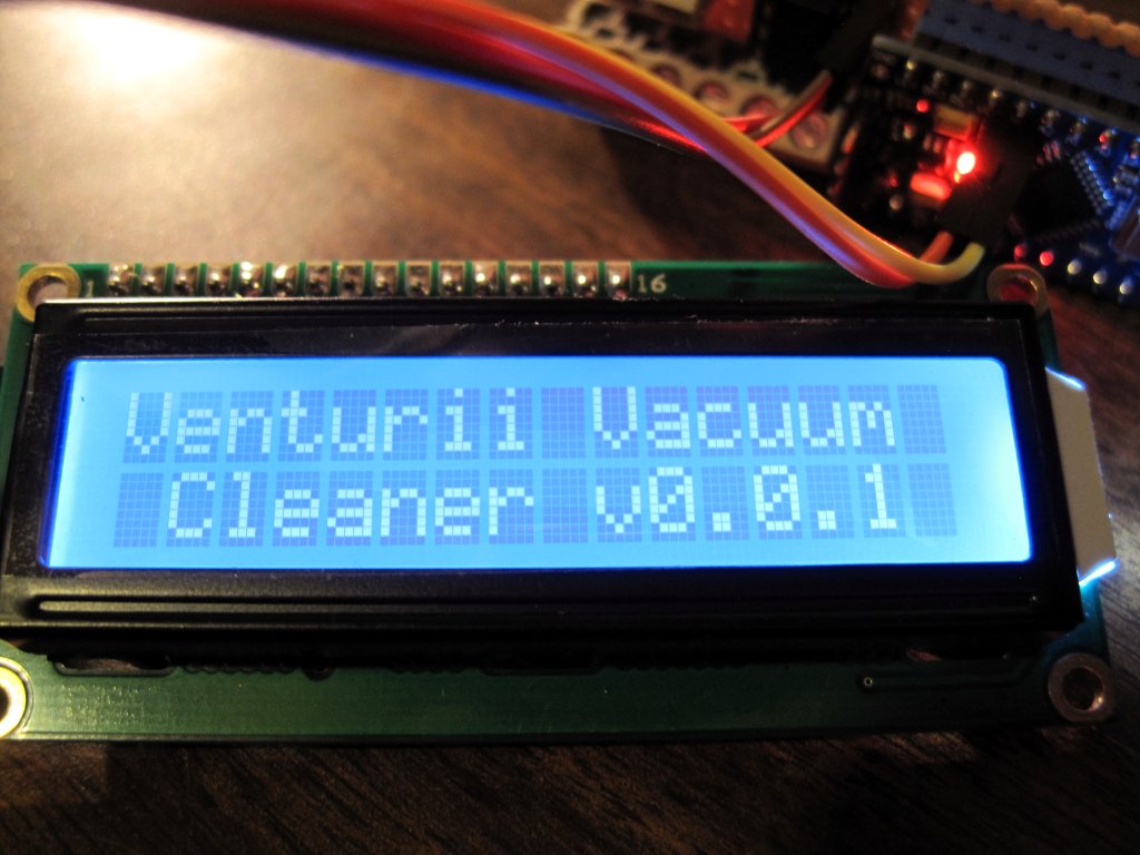 A 2x16 LCD Display on the Venturii Vacuum Cleaner